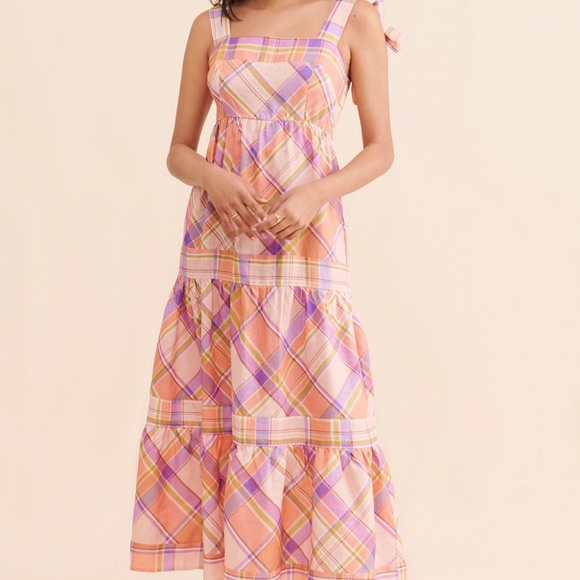 Anthropologie Kachel Tie Strap Linen Maxi Dress – Size L - Picture 5 of 10